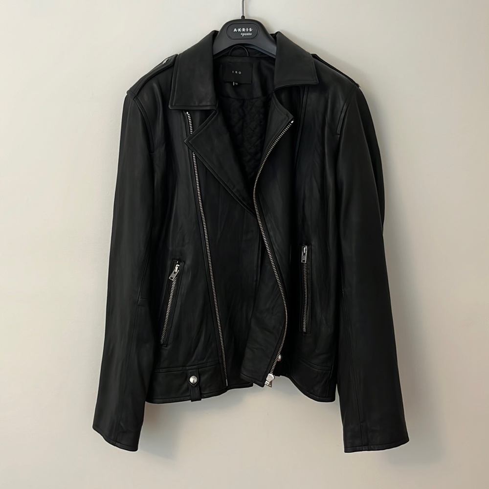 IRO Leather Jacket Joe 16s Medium Black Men’s 100% Lamb Leather